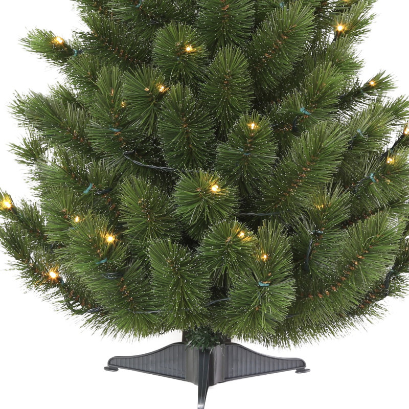 Arbre de Noël artificiel épinette vert de Sibérie avec lumières colorées et transparentes, H 2 pi