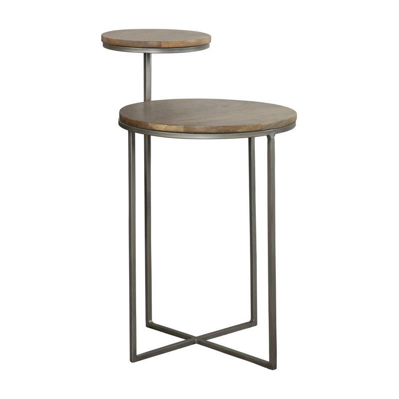 Oracle Natural and Gunmetal 2-Tier Accent Table