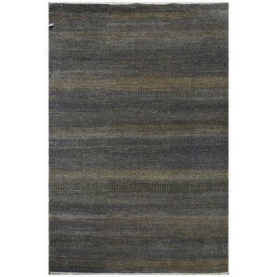 Tapis noir et doré de haute qualité noué à la main