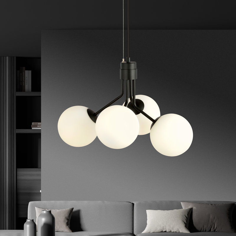 Jelks 4 - Light Black Unique/Statement Pendant, White
