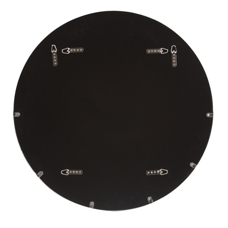 Ames Round Stainless Steel Beveled Mirror, Silver