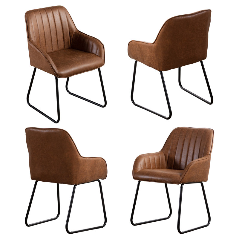 Markesha Upholstered Dining Chairs With Arm, Brown