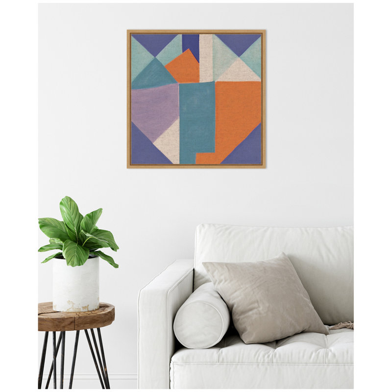 «Painterly Soft Geometric Shapes Neutral Linen» par The Creative Bunch Studio, reproduction d'art sur toile encadrée