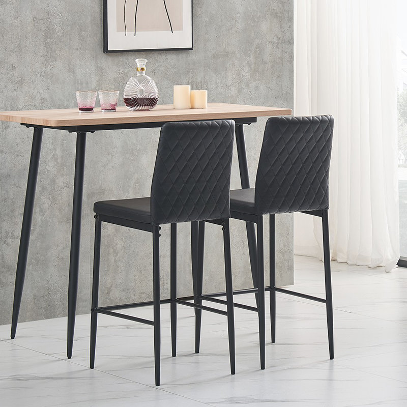 Waldman Upholstered Counter Stool with Metal Frame, Black