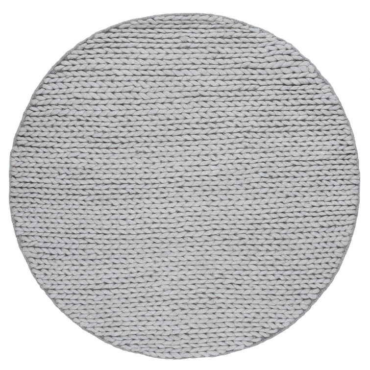 Handmade Braided Wool Light Gray Rug