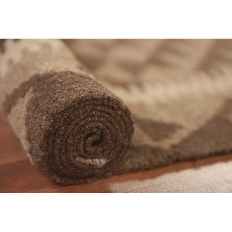 Tapis brun en laine réversible Kilim 5 x 6