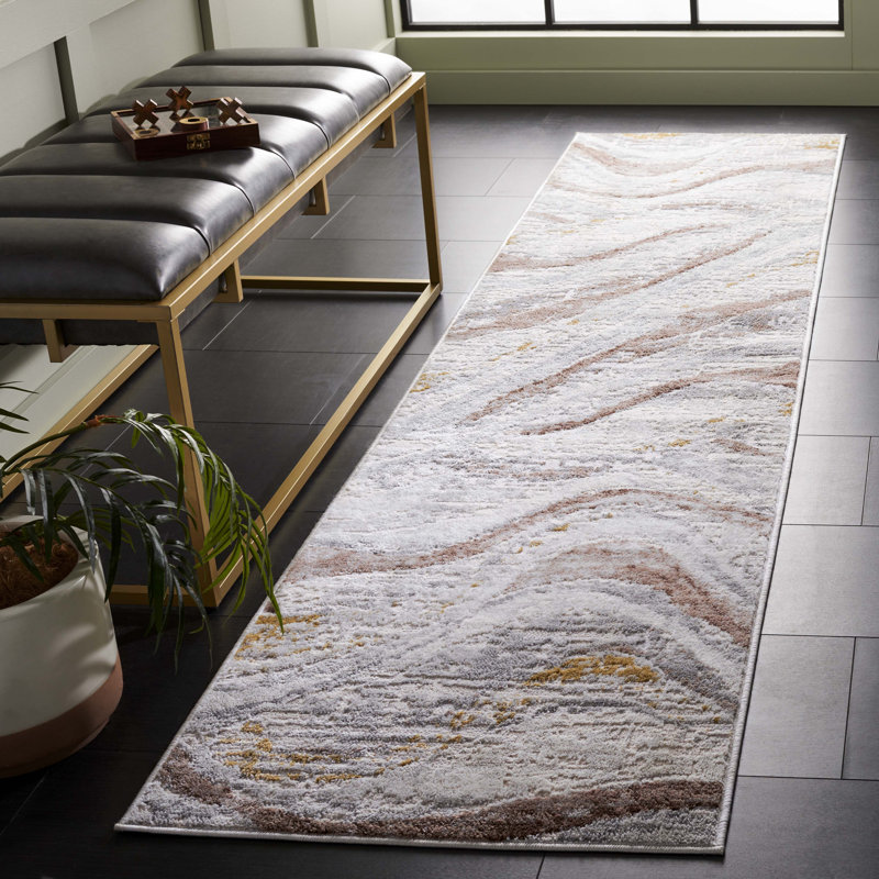 Tapis beige / brun Palma 334, Tapis de couloir 2 pi 2 po x 9 pi