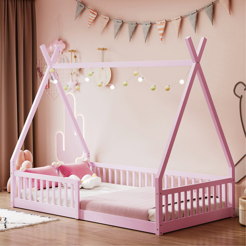 Lit de jeu Adonnis Kids Montessori, Lit simple, Rose 1