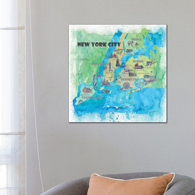 New York City, NY Travel Poster by Markus & Martina Bleichner - Wrapped Canvas Gallery-Wrapped Canvas Giclée