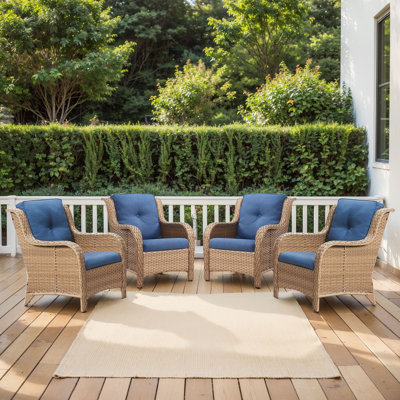 Chaises de patio en osier avec coussins Carolina