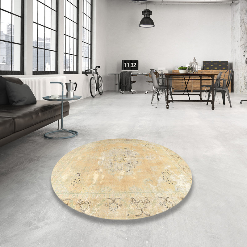 Tapis oriental beige / brun / gris Barin, Rond 6 pi