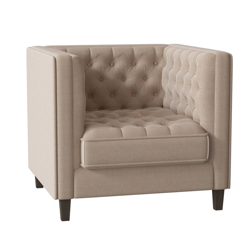 Jess Upholstered Armchair, Metrolinen Latte, Brown Mahogany