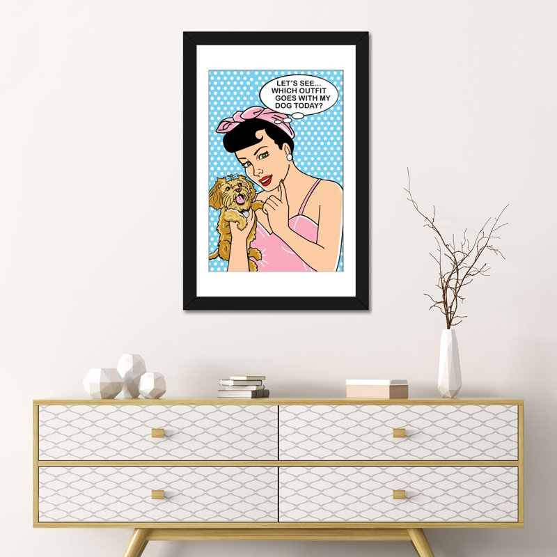 «Quelle tenue va avec mon chien? Impression sur toile, H 32 po x l 24 po x P 1 po, Papier d'art encadré noir, Blanc
