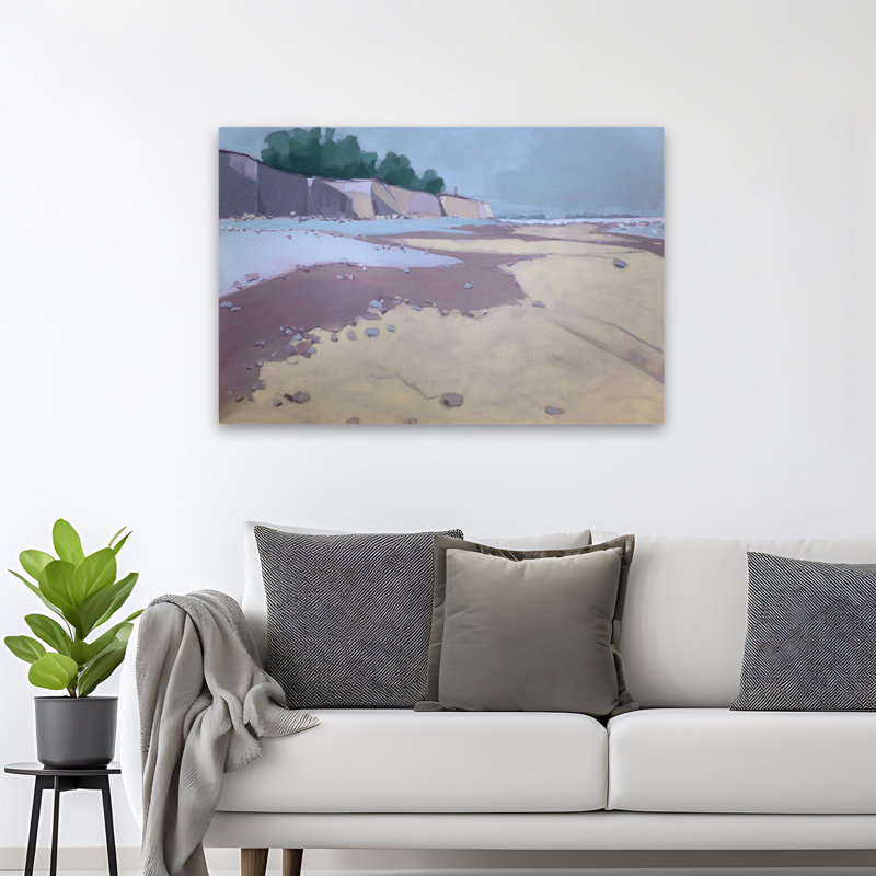 Fourth Cliff - côtier, paysages contemporains, plages, océan, art, H 32 po x l 48 po
