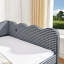Lit de jour confortable à carreaux vichy, format double, avec lit gigogne simple, tissu en lin, adorable motif ondulé, port USB et sans sommier requis.-471457501