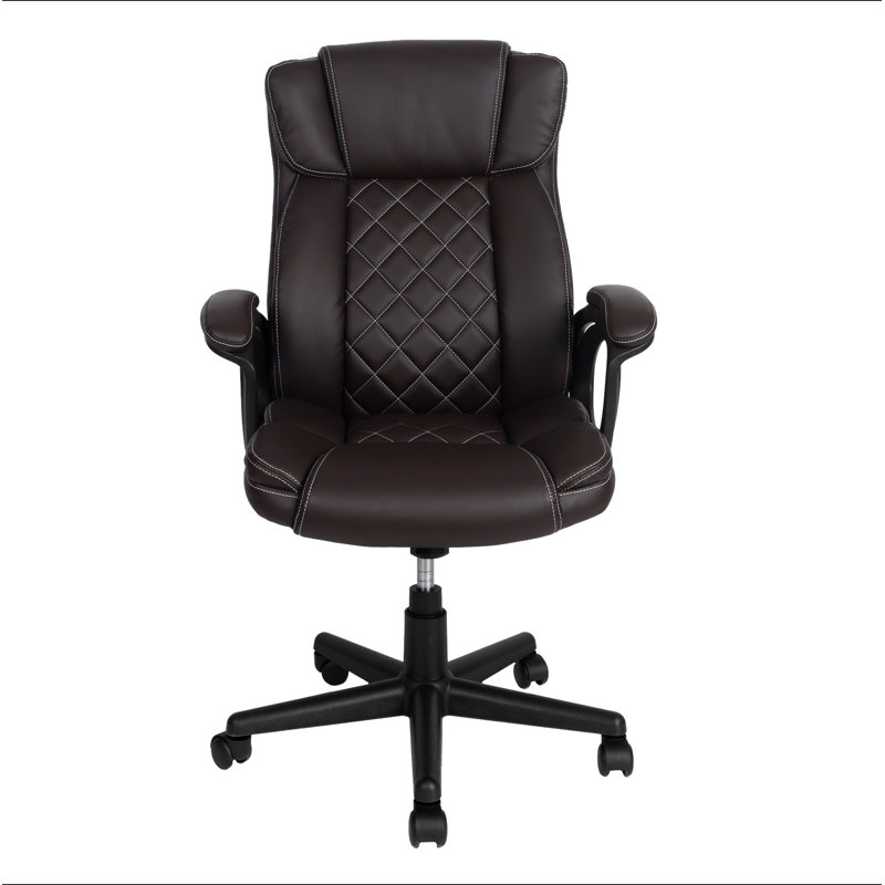 Fauteuil de direction ergonomique à dossier haut en similicuir brun Techni Mobile, Brun
