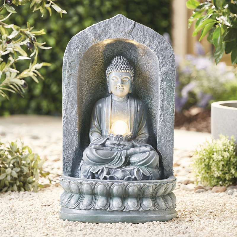 Brando Outdoor Weather Resistant Sculptural Fountain with Lights