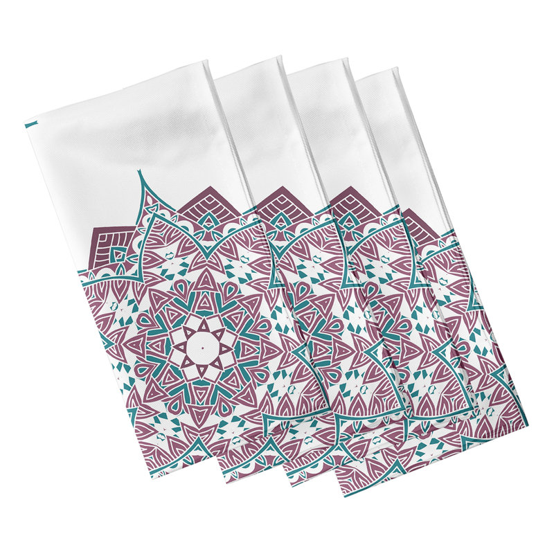 Jimmie Polyester Geometric Square Napkin, Purple