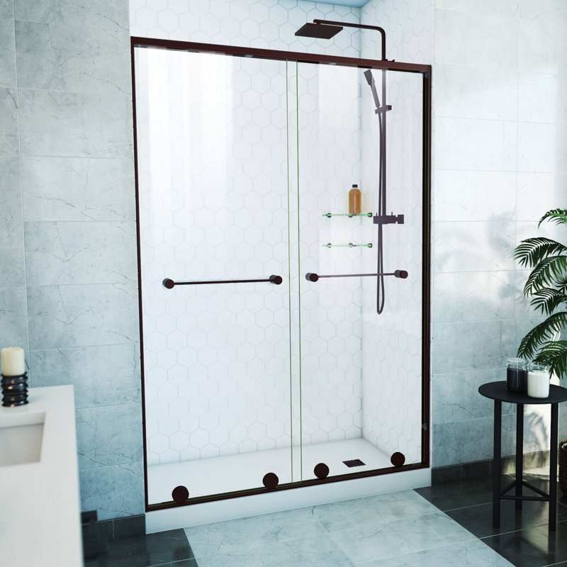 Harmony l 50 - 54 po. X H 76 po. Porte de douche sans cadre avec technologie ClearMax ™, Bronze