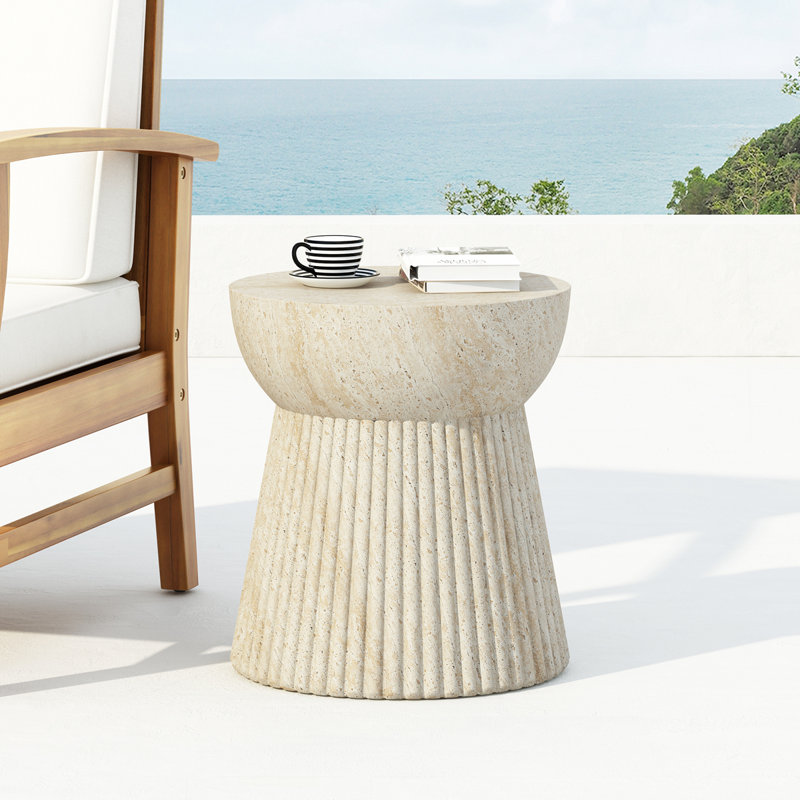 Outdoor Travertine Concrete Side Table