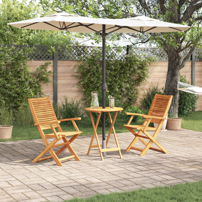 2 - Person Wood Patio Dining Set with