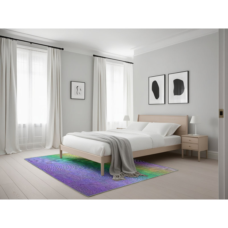 Tapis mauve à motif géométrique Kinyon, Rectangle 5 pi x 7 pi
