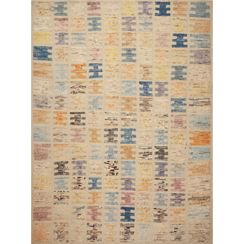 Nazmiyal Collection Modern Handwoven Rug with Pixel Block Motifs 10ft 3in X 13ft 7in