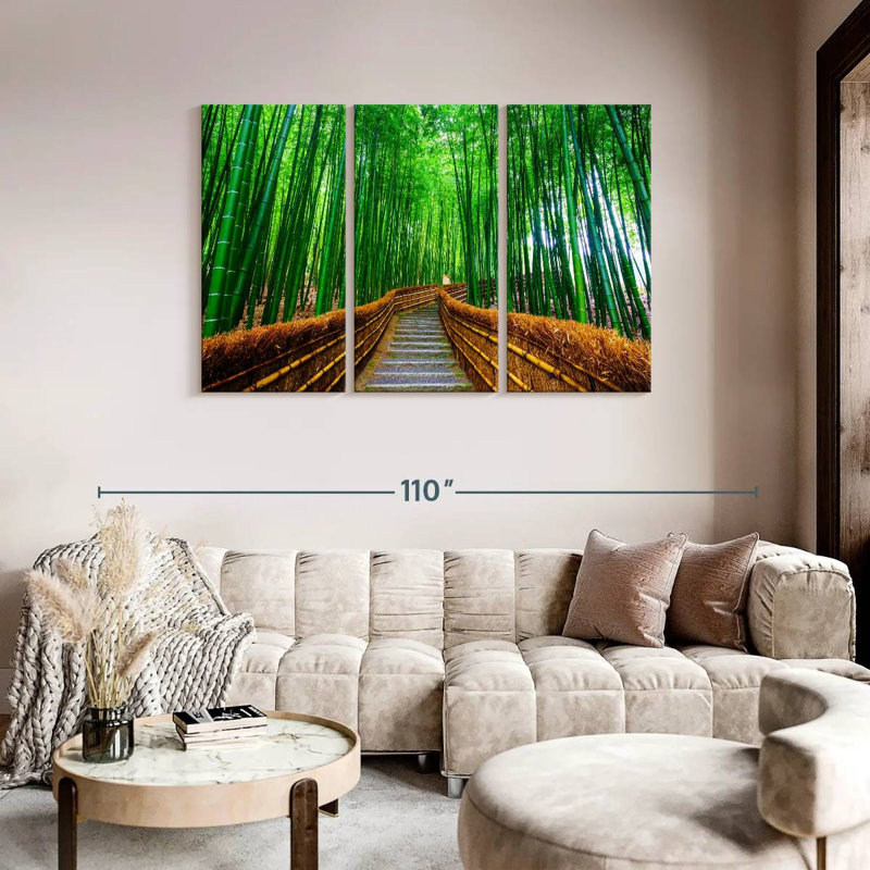 «Arashiyama Bamboo Wall Art», reproduction d'art sur toile, H 48 po x l 74 po x P 1,25 po