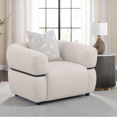 Mid-Century Modern Upholstered Round Arm Sofa for Living Room