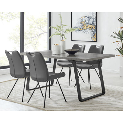 Alonia 5 Piece Pewter Rectangular Dining Set