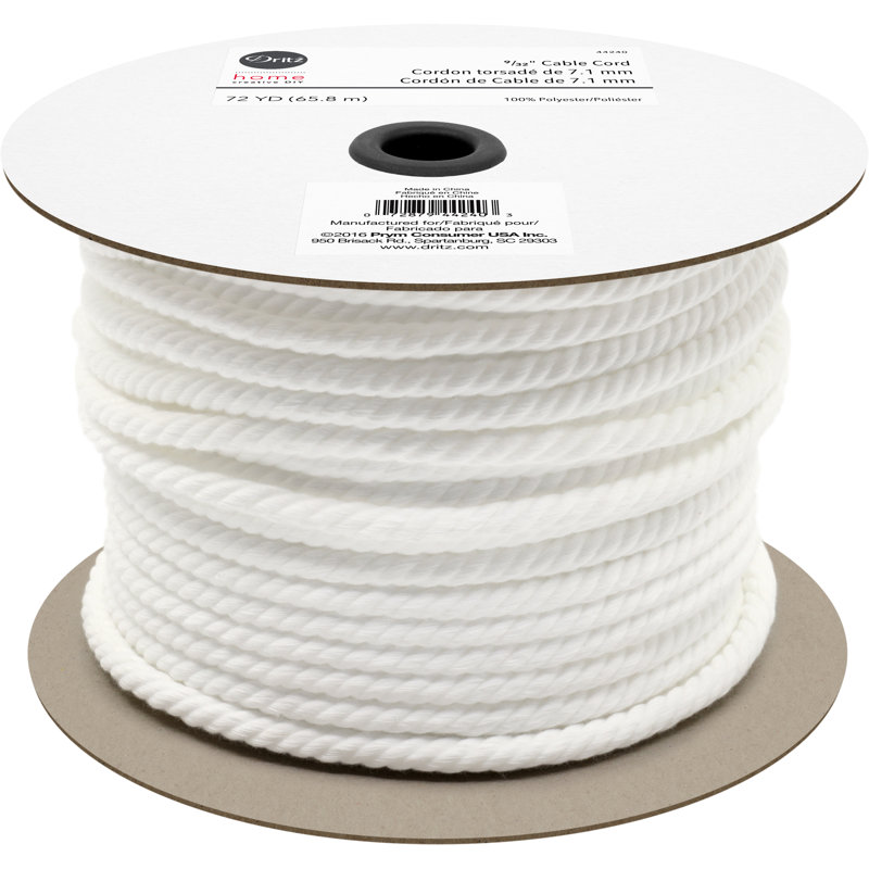 Cordon en polyester 9/32 po Dritz Home, 72 verges, blanc