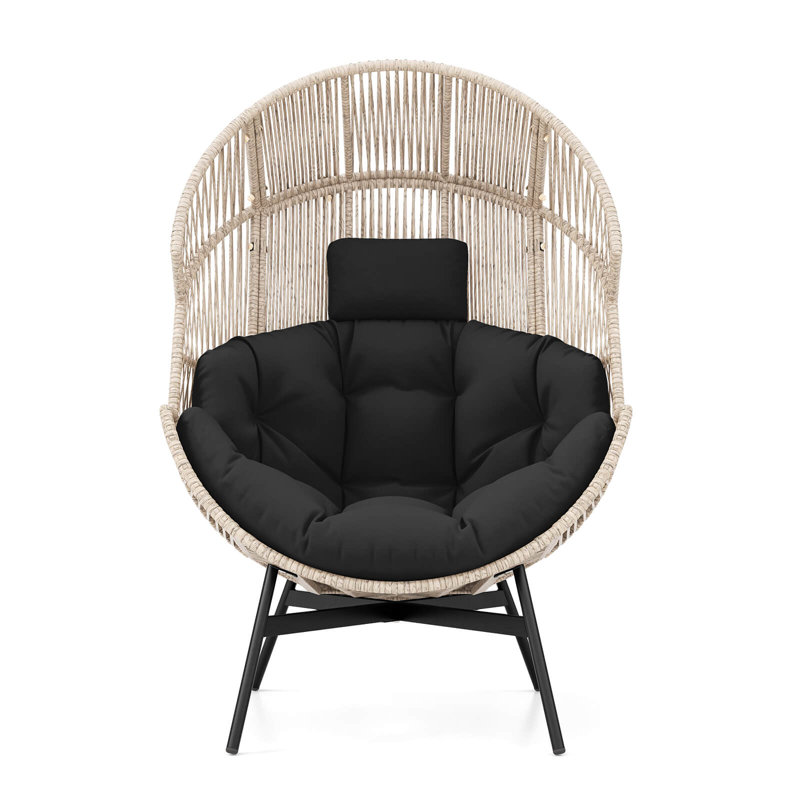  Fauteuil en osier avec panier en osier, Noir, noir, noir, noir