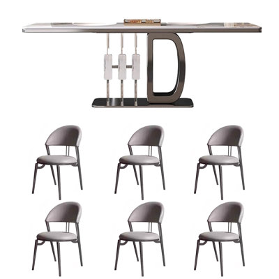 Light luxury rectangular high-end table and chair