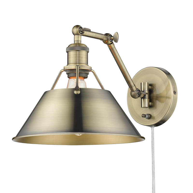 Lampe murale avec bras pivotant à 1 lumière Weatherford, Laiton vieilli, Laiton vieilli