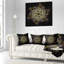 Motif de fleur noir et jaune fractal - coussin imprimé abstrait-29604504-29604508