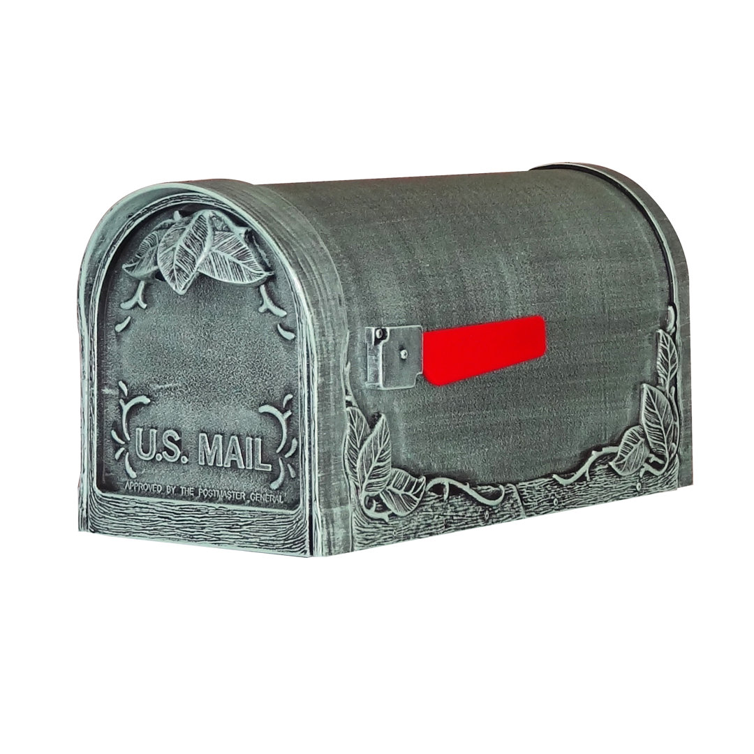 Schermerhorn 20" Deep x 10" H x 8 3/4" W Aluminum Post Mounted Mailbox Fleur De Lis Living Mailbox 