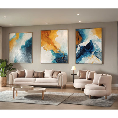 Hayton 3 - Piece Velvet Living Room Set by Everly Quinn