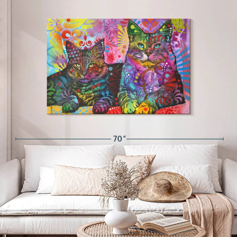 Deux chats, H 32 po x l 48 po