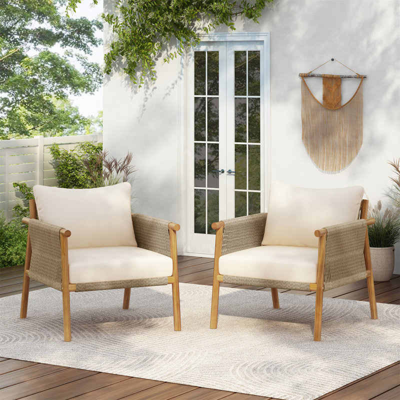 Aynara 28-Inch Modern Outdoor Woven Lounge Chairs