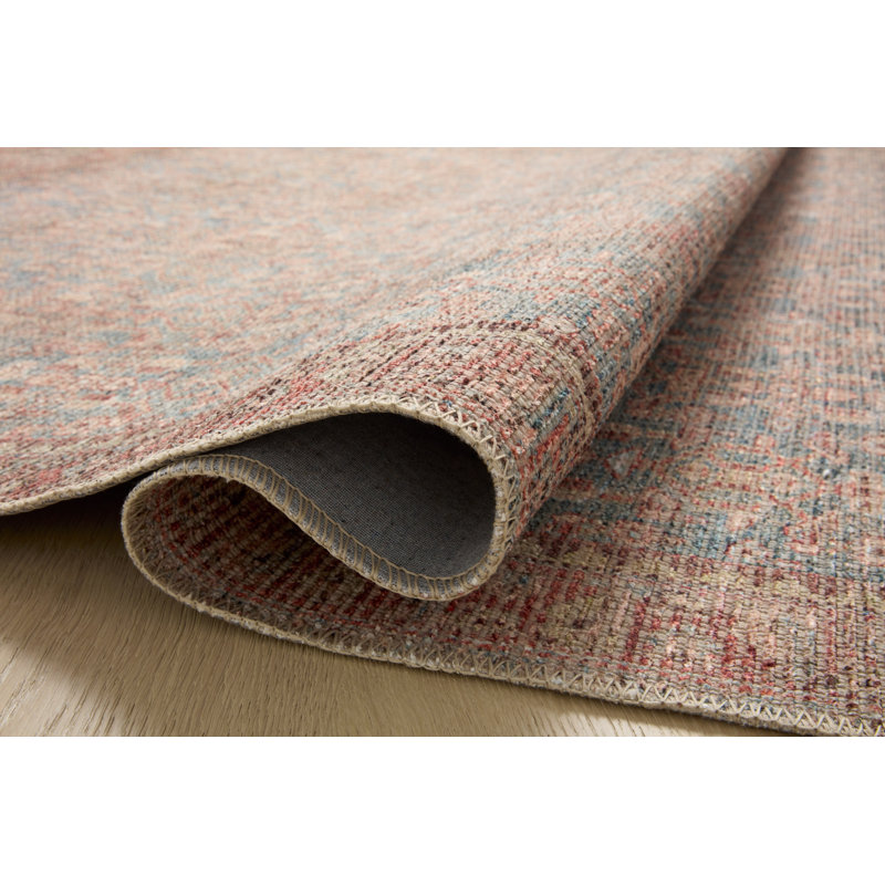Angela Rose x Loloi Aubrey Blue / Terracotta Area Rug, Round 5'