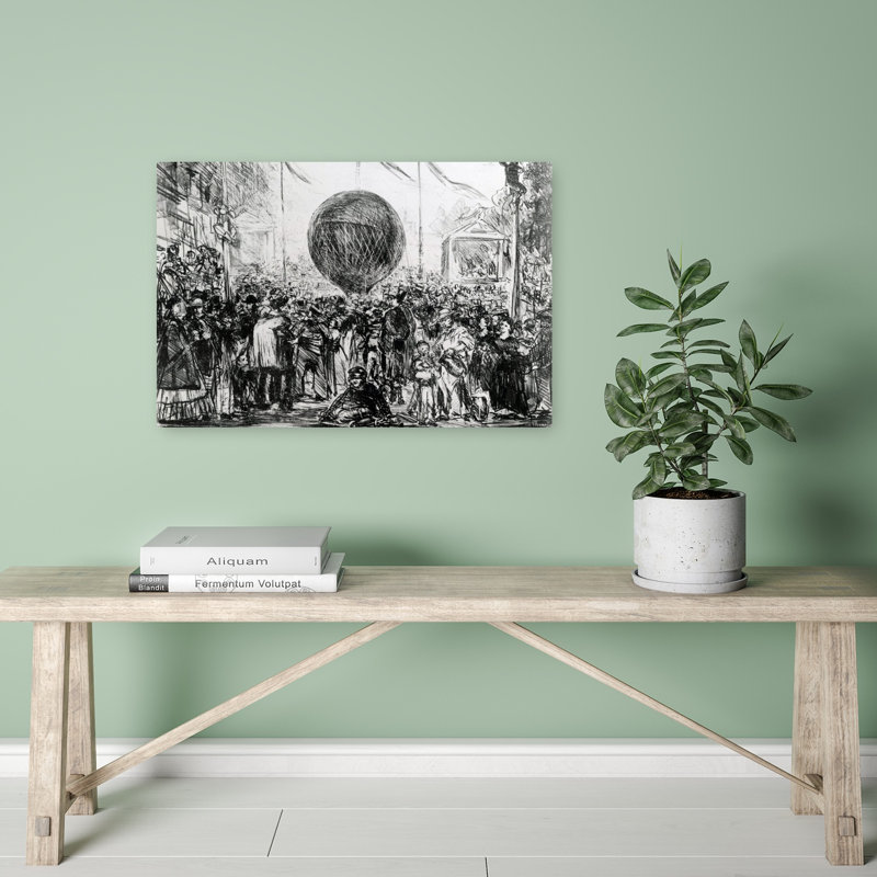 Le Ballon, 1862, Estampe d'art mural d'architecture contemporaine, H 16 po x l 24 po