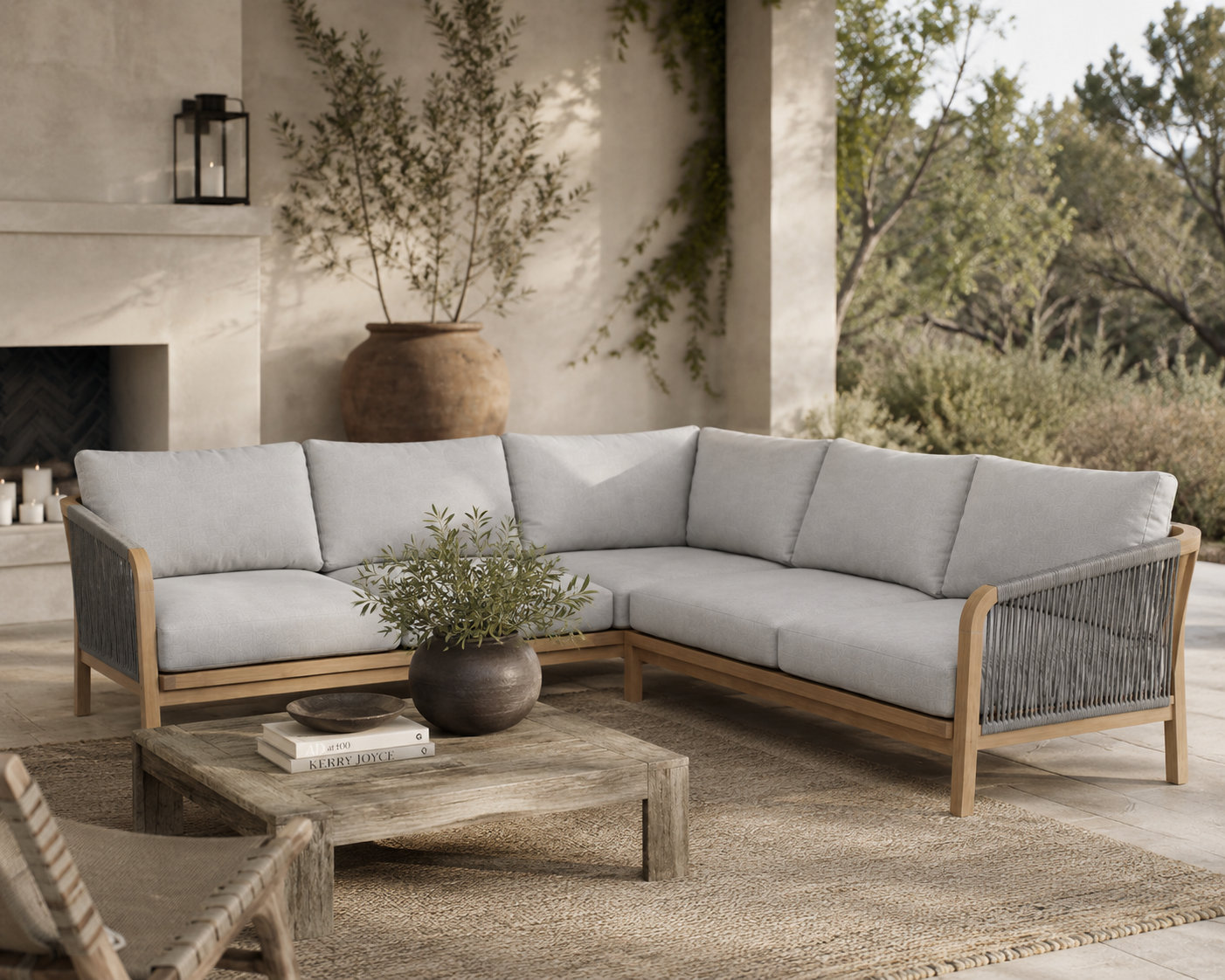 Bowery 5-Person Acacia Patio Seating Group, Gray