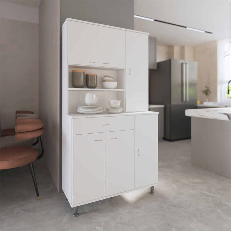 Armoire garde-manger à 1 tablette et 1 tiroir Tigard - blanc