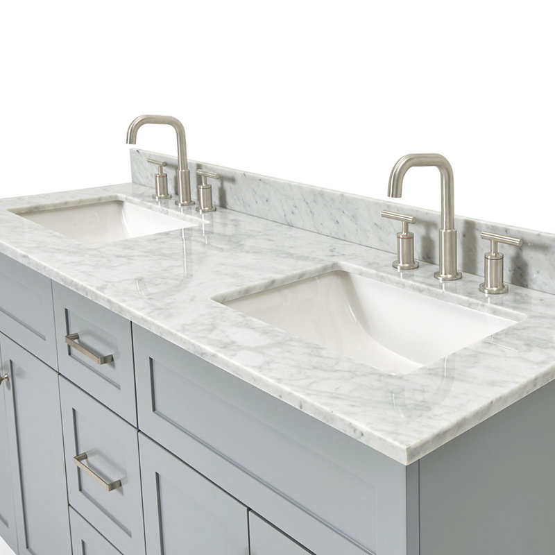 Partham 61" Double Bathroom Vanity Set, Gray