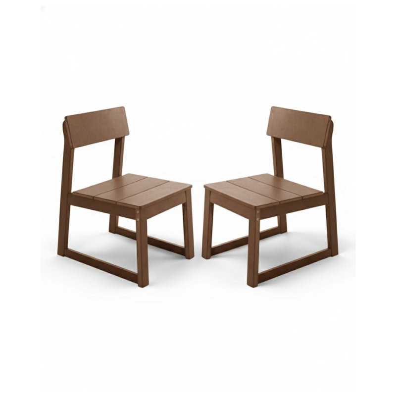 Ensemble de 2 chaises de salle à manger d'extérieur en PEHD brun résistantes aux intempéries