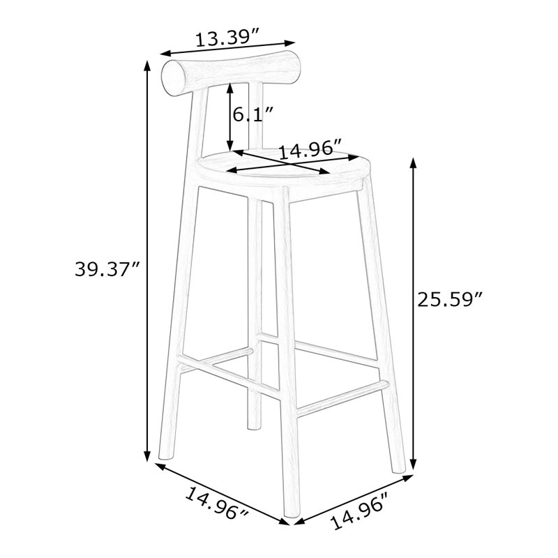 Chaise d'appoint à dossier bas en noyer (ensemble de 6), 6, 39.37"