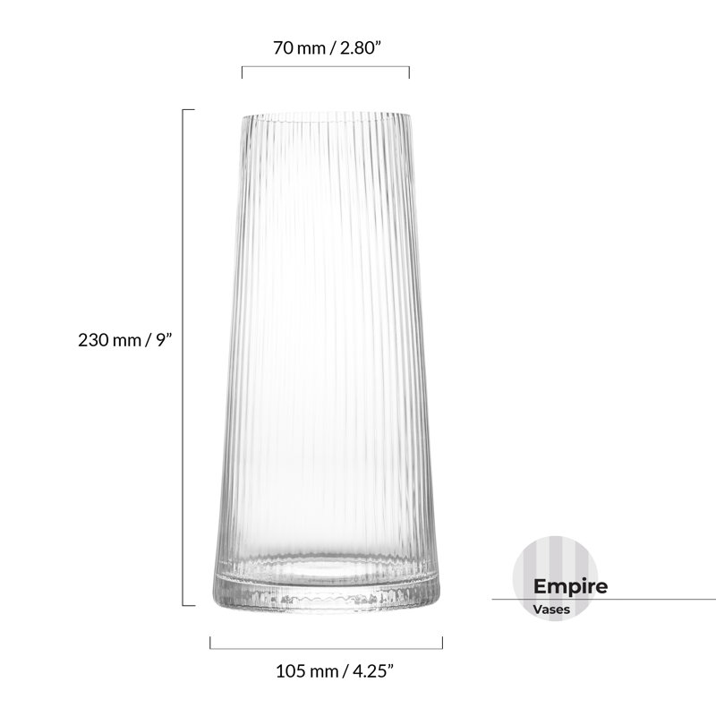 Empire Handmade Glass Table Vase, Clear