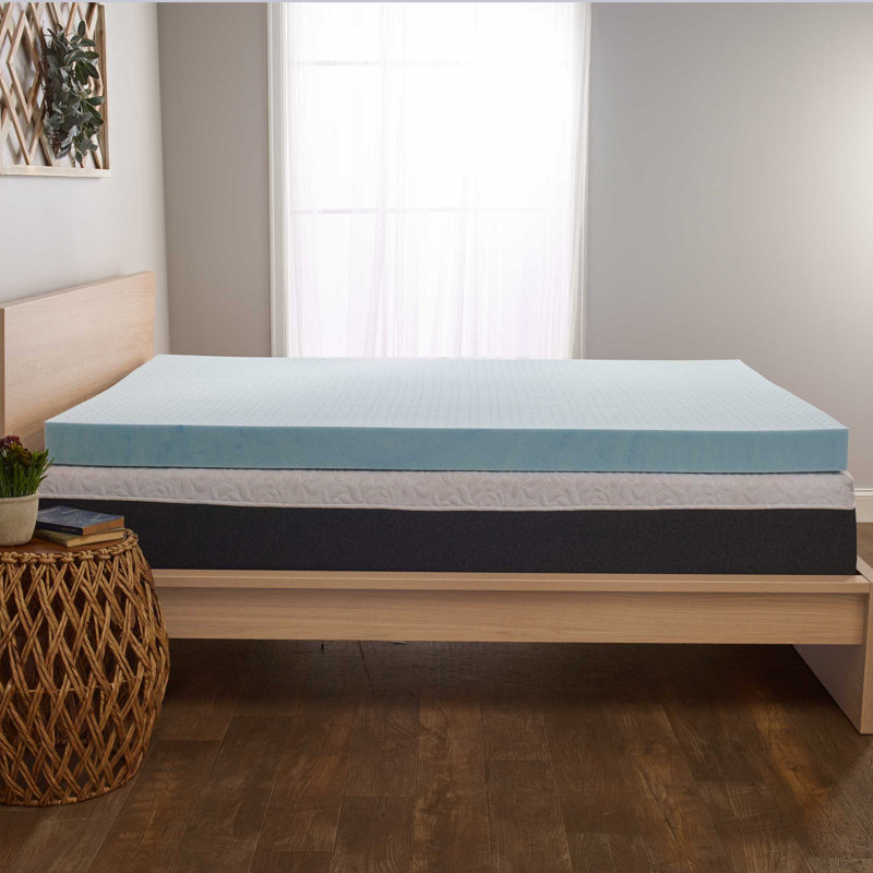 Full Size Blue Gel Memory Foam Mattress Topper