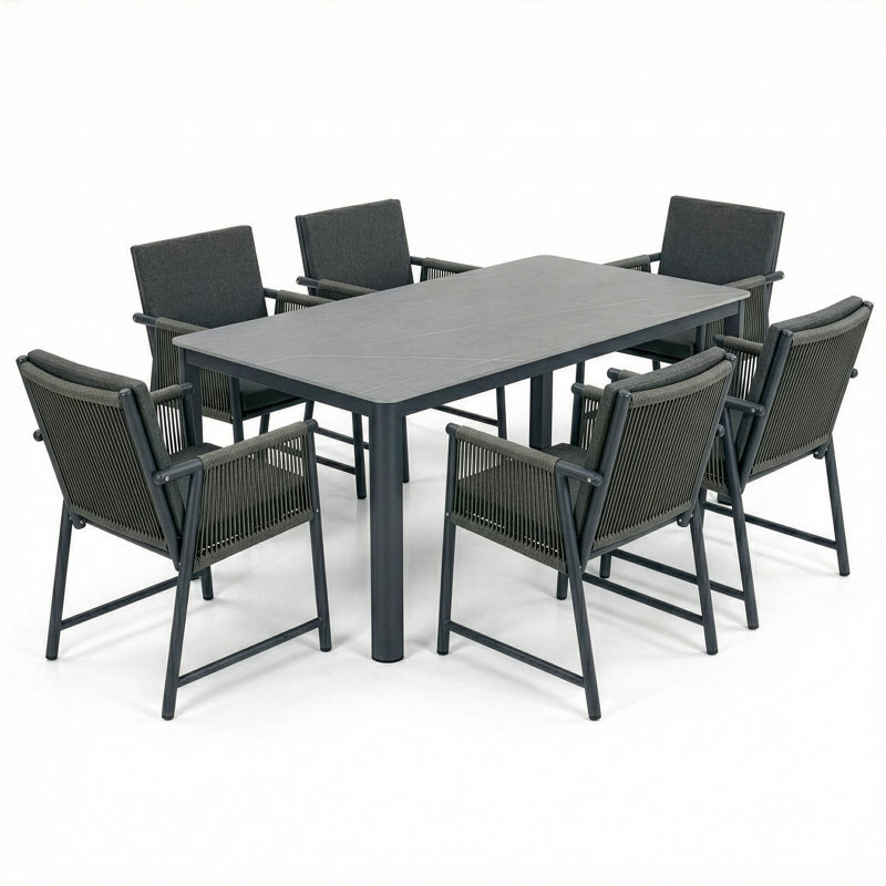 Ensemble de 6 chaises Bianca, Coussin gris / cadre gris