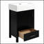Meuble-lavabo moderne noir 20,28 po avec lavabo en céramique, structure en bois massif et tiroir - idéal pour les petites salles de bain